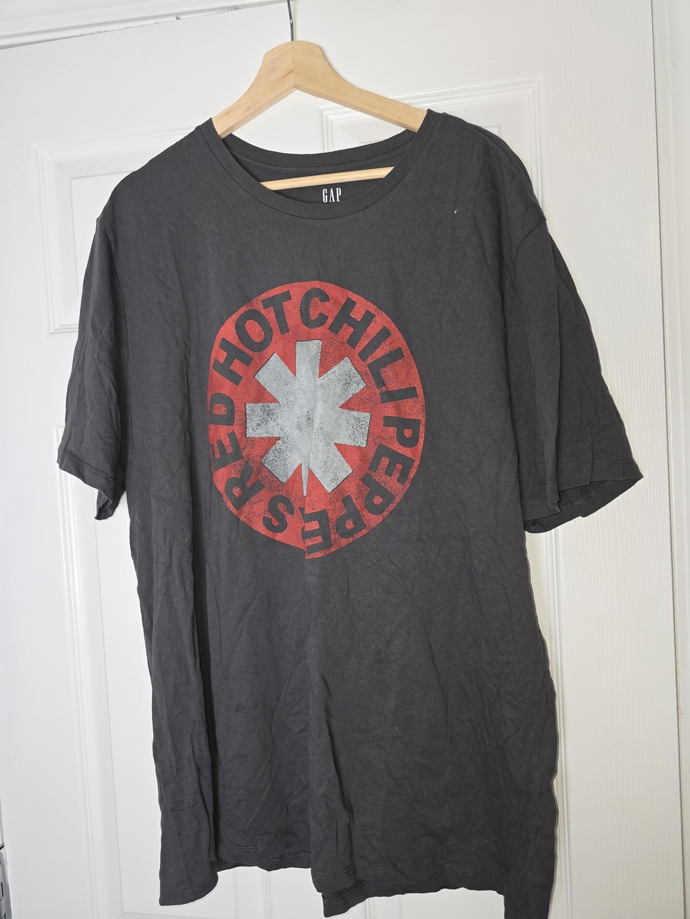 GAP Black Graphic Tee with Red and Gray Band Logo